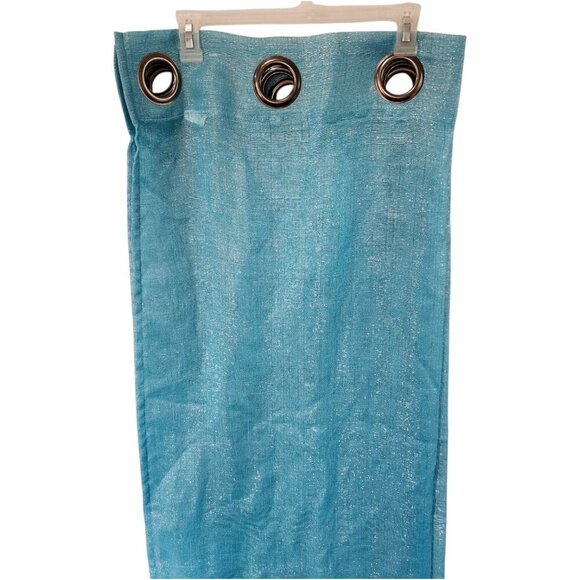 Teal Blue & Silver Metallic Shimmer Grommet Top (3) 36" X 84"‎ Panels  NWOT - Picture 3 of 8